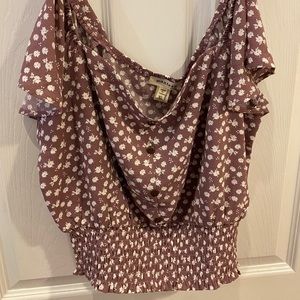 Short sleeve button up cropped blouse